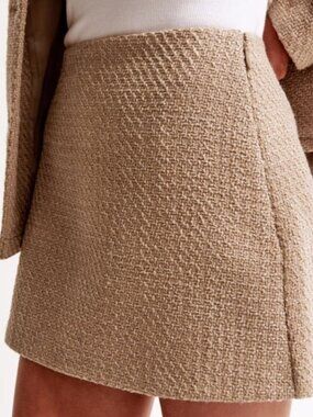 A&F Scarlett Tweed Mini Skort, Beige XS